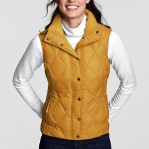 Lands' End Puffer Vest Down Filled Diamond Quilt Mineral Yellow Women's XS 2-4